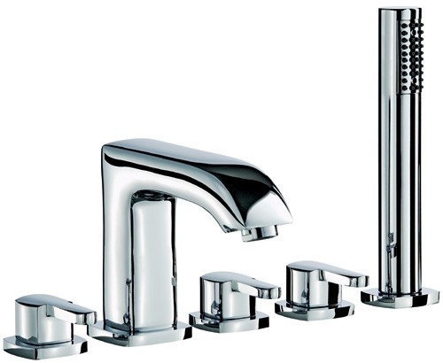 5 Tap Hole Bath Shower Mixer Tap With Shower Kit (Chrome). additional image