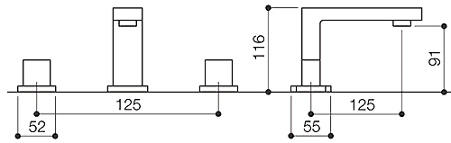 3 Tap Hole Basin Mixer Tap With Click-Clack Waste (Chrome). additional image