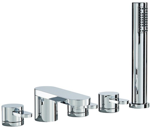 5 Tap Hole Bath Shower Mixer Tap With Shower Kit (Chrome). additional image