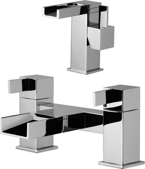 Waterfall Basin Mixer & Bath Filler Tap Set (Chrome). additional image