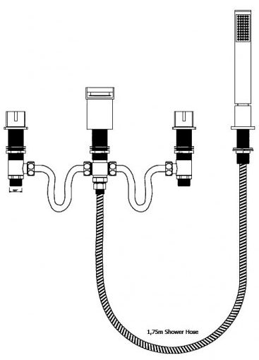 4 Tap Hole Waterfall Bath Shower Mixer Tap With Shower Kit. additional image