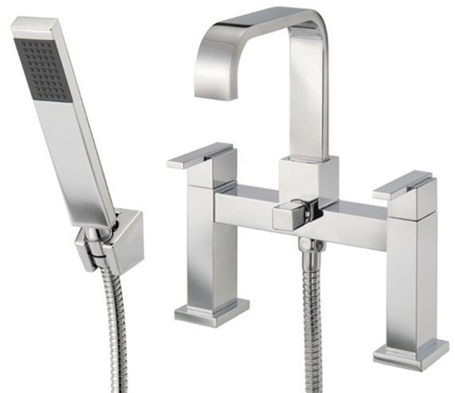 Bath Shower Mixer Tap With Shower Kit (High Spout, Chrome). additional image