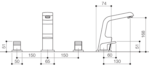 3 Tap Hole Bath Filler Tap (Chrome). additional image