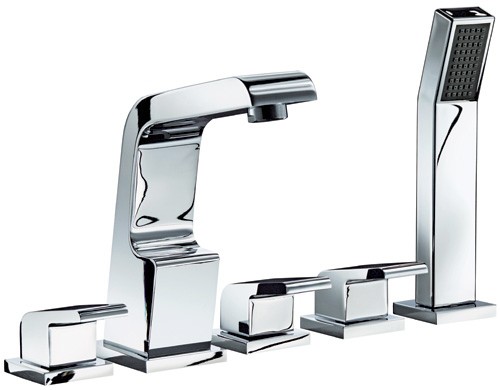 5 Tap Hole Bath Shower Mixer Tap With Shower Kit (Chrome). additional image