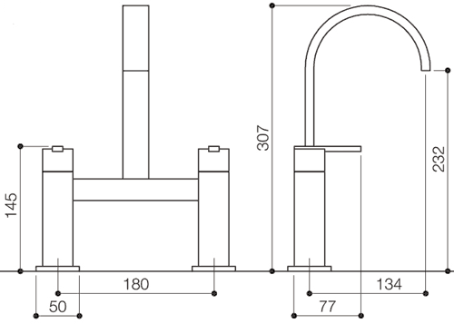 Bath Filler Tap (High Spout, Chrome). additional image