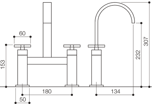 Bath Filler Tap (High Spout, Chrome). additional image