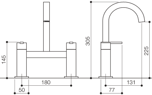 Bath Filler Tap (High Spout, Chrome). additional image