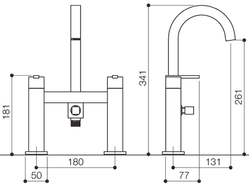 Bath Shower Mixer Tap With Shower Kit (High Spout). additional image