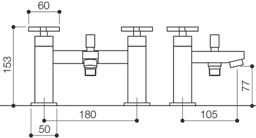 Bath Shower Mixer Tap With Shower Kit (Chrome). additional image