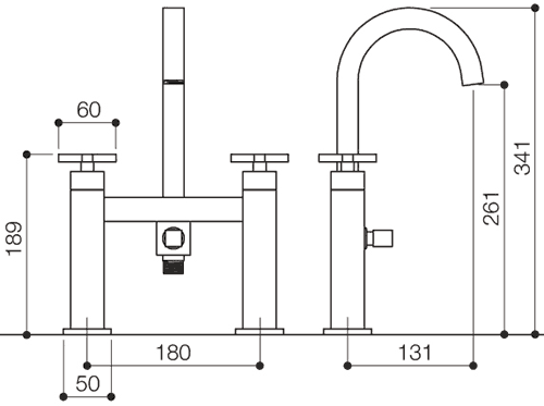 Bath Shower Mixer Tap With Shower Kit (High Spout). additional image