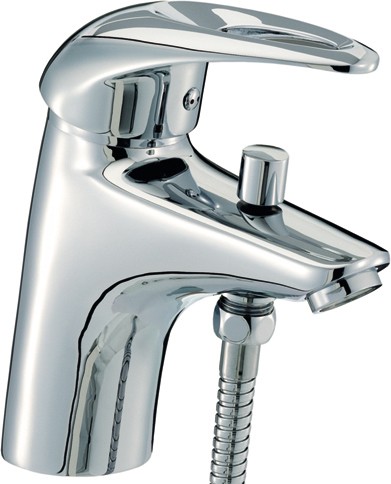 1 Hole Bath Shower Mixer Tap With Shower Kit (Chrome). additional image