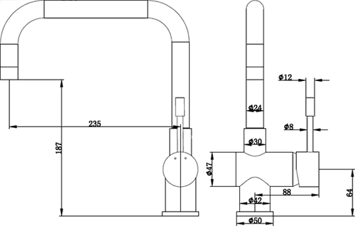 Villa Kitchen Mixer Tap With Swivel Spout (Chrome). additional image