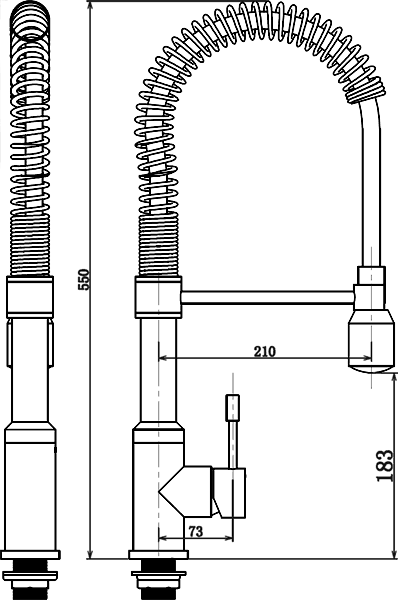 Spring Kitchen Mixer Tap With Pull Out Rinser (Chrome). additional image