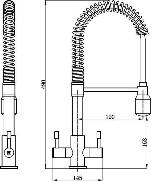 Groove Kitchen Mixer Tap With Pull Out Rinser (Chrome). additional image