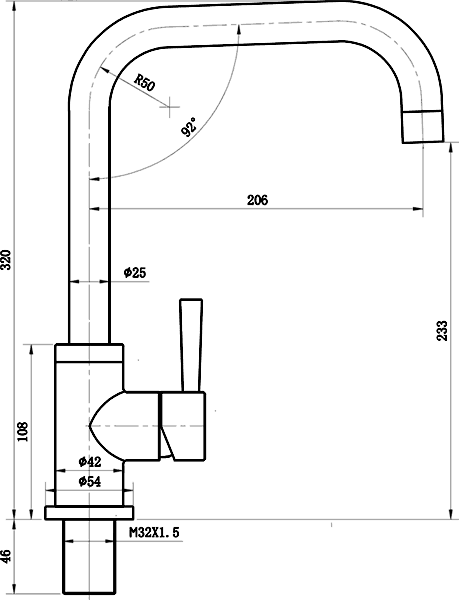 Melo Kitchen Tap With Swivel Spout (Stainless Steel). additional image