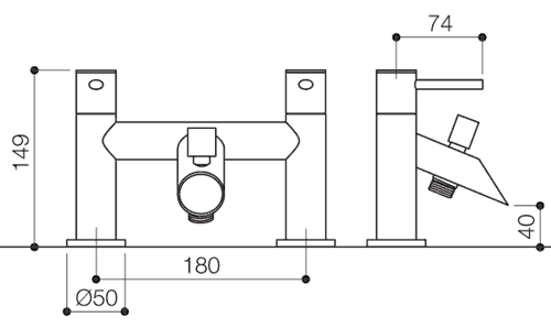 Bath Shower Mixer Tap With Shower Kit (Chrome). additional image