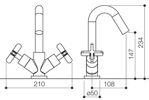 Mono Basin Mixer Tap With Pop-Up Waste (Chrome). additional image