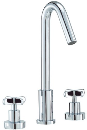 3 Tap Hole Basin Mixer Tap With Pop-Up Waste (Chrome). additional image