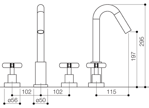 3 Tap Hole Basin Mixer Tap With Pop-Up Waste (Chrome). additional image