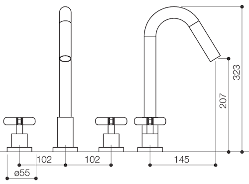 3 Tap Hole Bath Filler Tap (Chrome). additional image