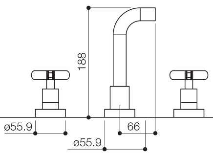 3 Tap Hole Wall Mouted Basin Mixer Tap (Chrome). additional image