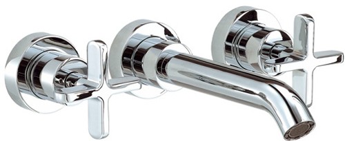 3 Tap Hole Wall Mouted Bath Filler Tap (Chrome). additional image