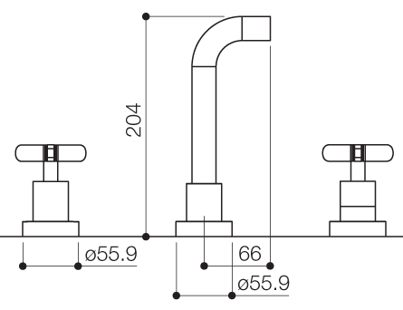 3 Tap Hole Wall Mouted Bath Filler Tap (Chrome). additional image