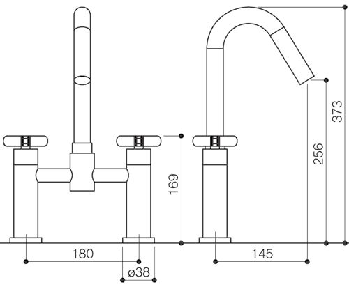 Bath Filler Tap (High Spout, Chrome). additional image