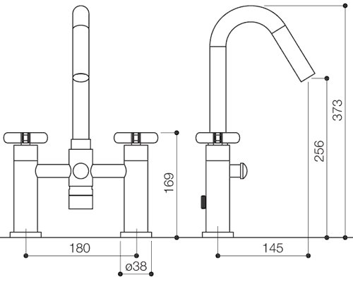 Bath Shower Mixer Tap With Shower Kit (High Spout). additional image