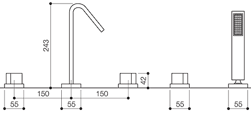 5 Tap Hole Bath Shower Mixer Tap With Shower Kit (Chrome). additional image