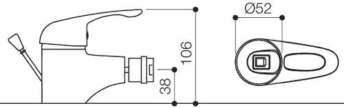 Mono Bidet Mixer Tap With Pop Up Waste (Chrome). additional image