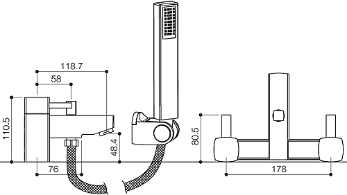 Bath Shower Mixer Tap With Shower Kit (Chrome). additional image