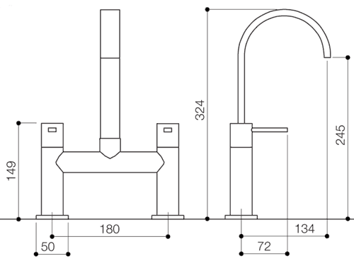 Bath Filler Tap (High Spout, Chrome). additional image