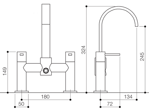 Bath Shower Mixer Tap With Shower Kit (High Spout). additional image