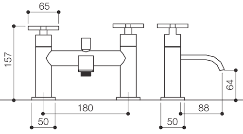 Bath Shower Mixer Tap With Shower Kit (Chrome). additional image