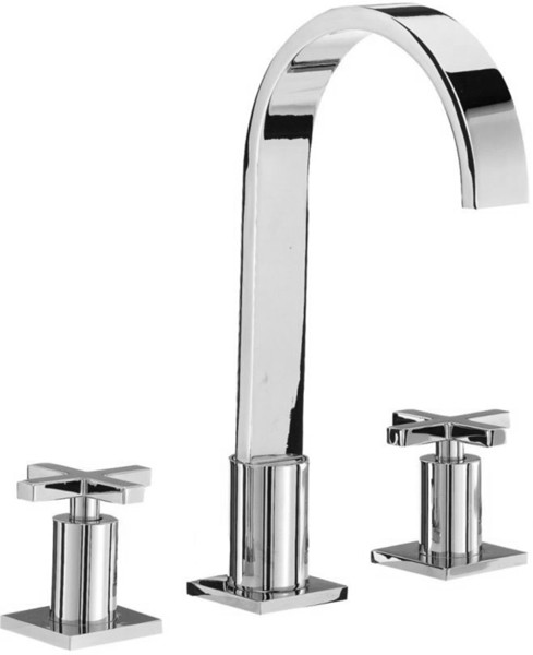 3 Tap Hole Basin Mixer Tap With Pop-Up Waste (Chrome). additional image