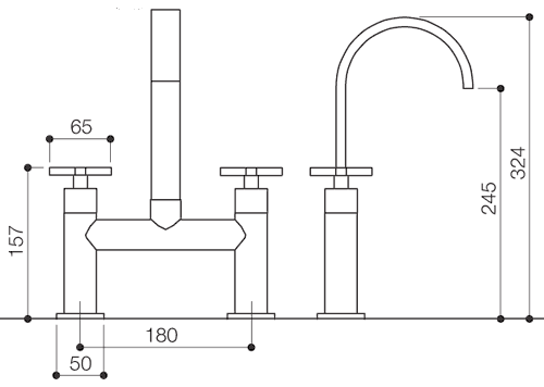 Bath Filler Tap (High Spout, Chrome). additional image