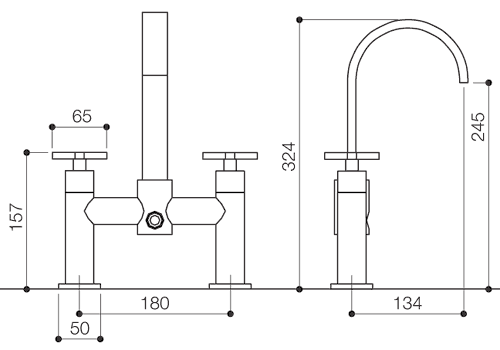 Bath Shower Mixer Tap With Shower Kit (High Spout). additional image