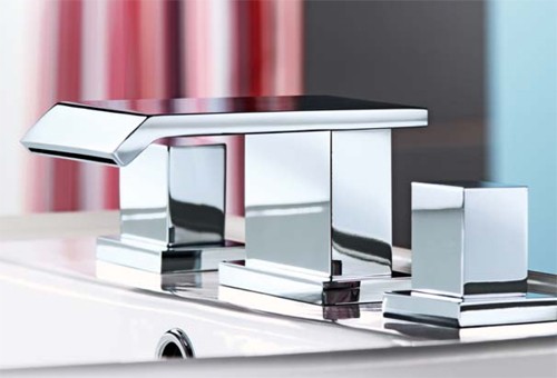 3 Tap Hole Waterfall Basin Mixer Tap With Click-Clack Waste (Chrome). additional image