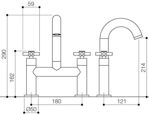 Bath Filler Tap (High Spout, Chrome). additional image