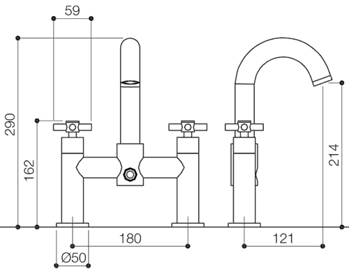 Bath Shower Mixer Tap With Shower Kit (High Spout). additional image