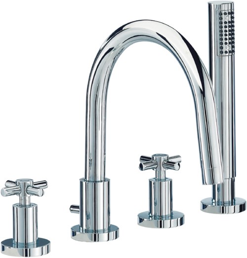 4 Tap Hole Bath Shower Mixer Tap With Shower Kit (Chrome). additional image