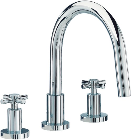 3 Tap Hole Basin Mixer Tap With Pop-Up Waste (Chrome). additional image