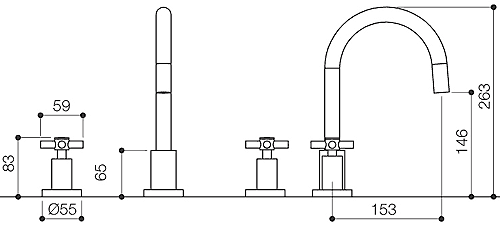 3 Tap Hole Basin Mixer Tap With Pop-Up Waste (Chrome). additional image