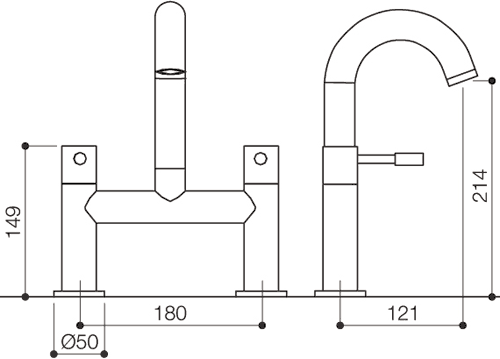 Bath Filler Tap (High Spout, Chrome). additional image