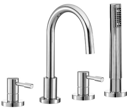 4 Tap Hole Bath Shower Mixer Tap With Shower Kit (Chrome). additional image