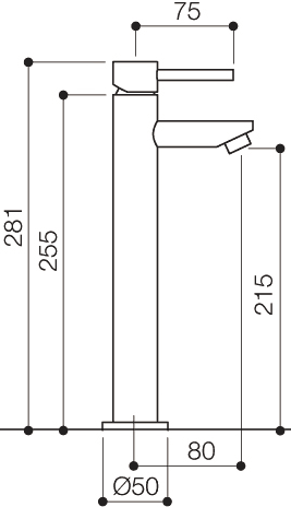 Cloakroom Mono Basin Mixer Tap (281mm High). additional image