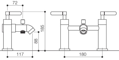 Bath Shower Mixer Tap With Shower Kit (Chrome). additional image