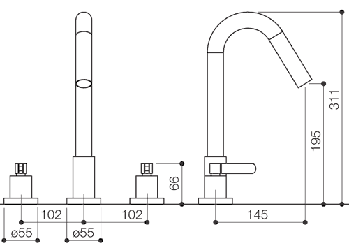 3 Tap Hole Bath Filler Tap (Chrome). additional image