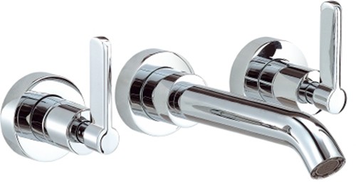 3 Tap Hole Wall Mouted Basin Mixer Tap (Chrome). additional image